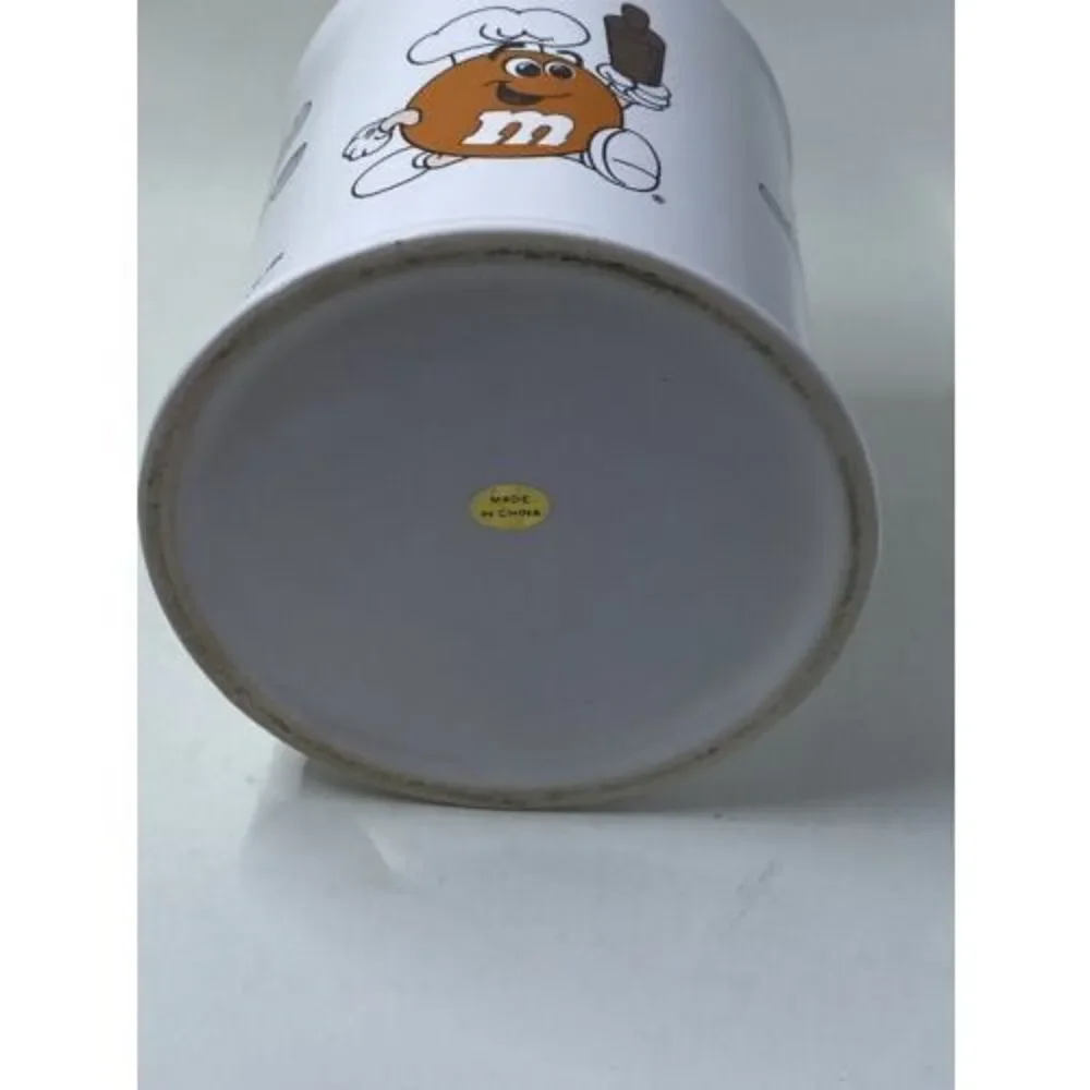 M&M’s Chef Ceramic Utensil Holder White Kitchen Canister Vintage Candy Decor